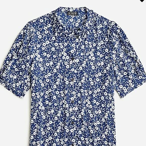 J. Crew NWT Size M - Puff-sleeve button-up top in garden stamp floral - Picture 6 of 6